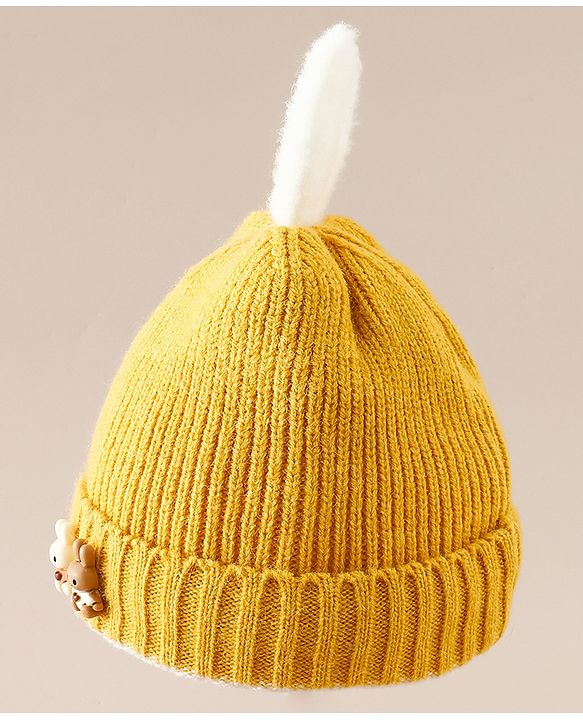 Babyhug Woollen Cap with beanie in Yellow - Diameter 16.5 cm