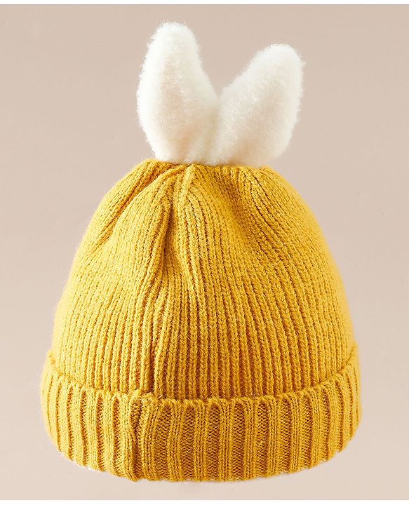 Babyhug Woollen Cap with beanie in Yellow - Diameter 16.5 cm