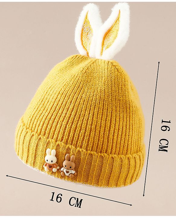 Babyhug Woollen Cap with beanie in Yellow - Diameter 16.5 cm