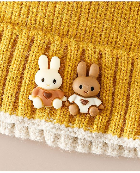 Babyhug Woollen Cap with beanie in Yellow - Diameter 16.5 cm