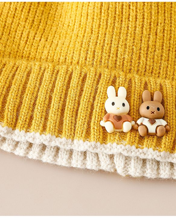 Babyhug Woollen Cap with beanie in Yellow - Diameter 16.5 cm