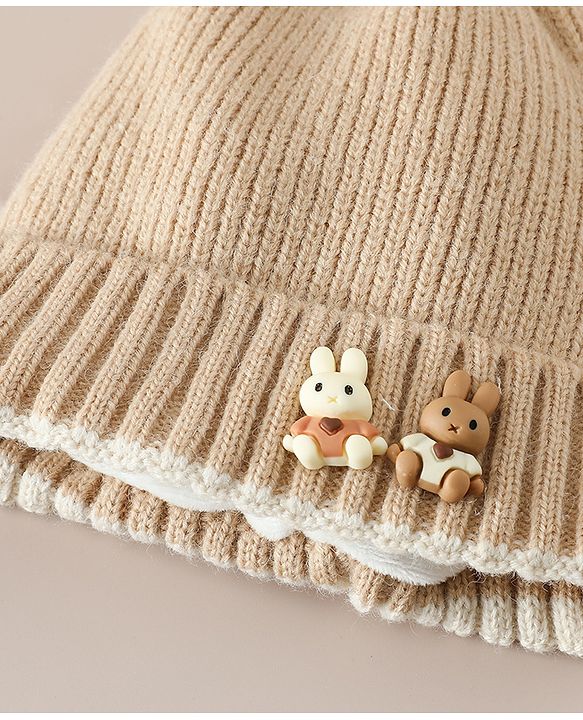 Babyhug Woollen Cap with beanie in Yellow - Diameter 16.5 cm