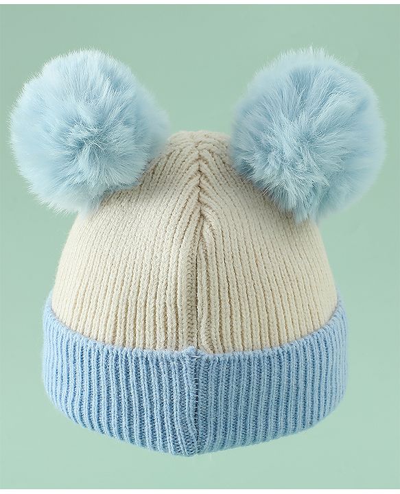 Babyhug Woollen Cap With Bear Applique in Beige - Diameter 15.5 cm