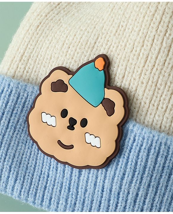Babyhug Woollen Cap With Bear Applique in Beige - Diameter 15.5 cm