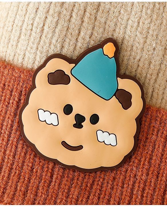Babyhug Woollen Cap With Bear Applique in Beige - Diameter 15.5 cm
