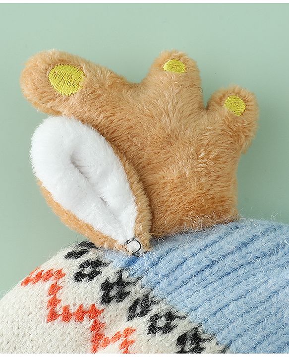 Babyhug Woollen Cap with Reindeer Applique in Red - Diameter 14 cm