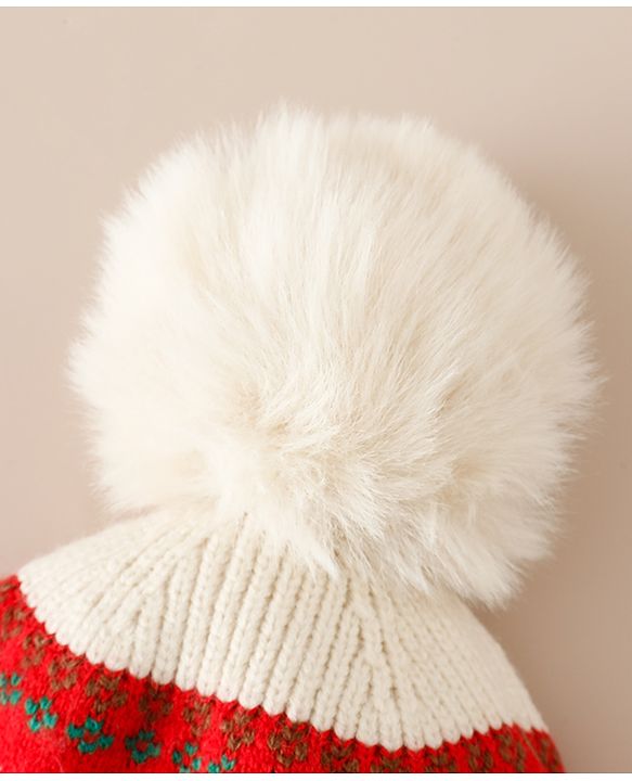 Babyhug Woollen Cap With Heart Design in Orange - Diameter 15.5 cm