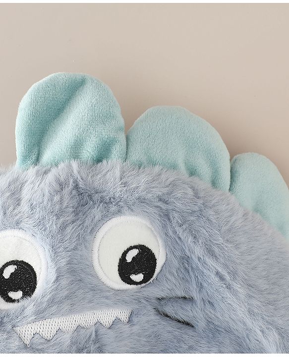 Babyhug Woollen Cap with Knot & Dino Applique in Blue - Diameter 33 cm