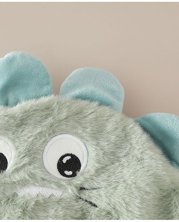 Babyhug Woollen Cap with Knot & Dino Applique in Blue - Diameter 33 cm
