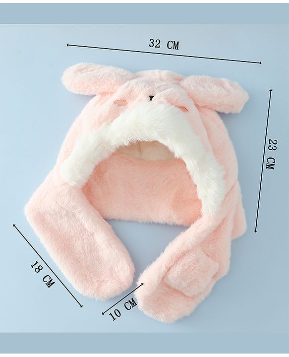 Babyhug Woollen Cap with Knot & Ear in Pink - Diameter 33 cm