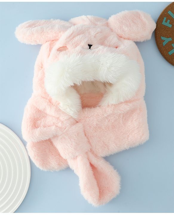 Babyhug Woollen Cap with Knot & Ear in Pink - Diameter 33 cm