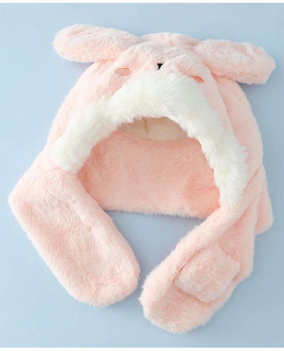 Babyhug Woollen Cap with Knot & Ear in Pink - Diameter 33 cm