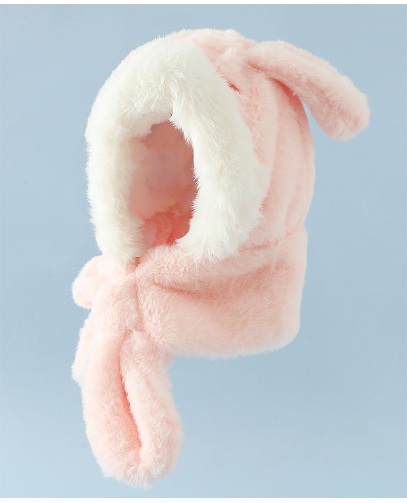 Babyhug Woollen Cap with Knot & Ear in Pink - Diameter 33 cm