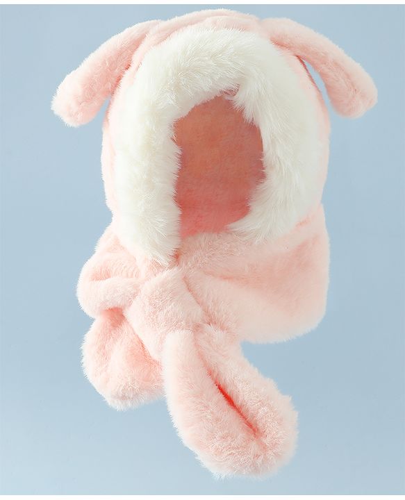 Babyhug Woollen Cap with Knot & Ear in Pink - Diameter 33 cm