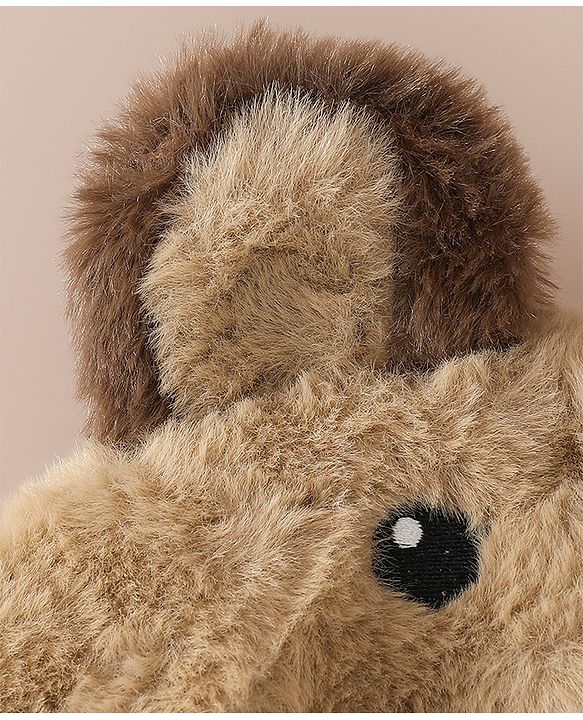 Babyhug Woollen Cap with Knot & Bear Applique in Brown - Diameter 33 cm