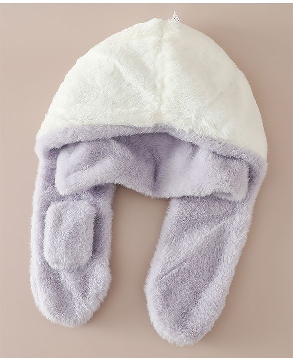 Babyhug Woollen Cap with Knot & Bear Applique in Brown - Diameter 33 cm