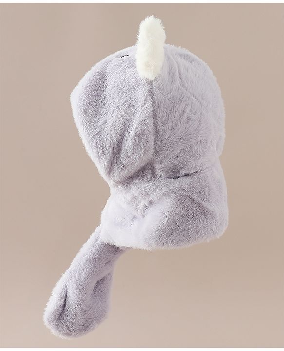 Babyhug Woollen Cap with Knot & Bear Applique in Brown - Diameter 33 cm