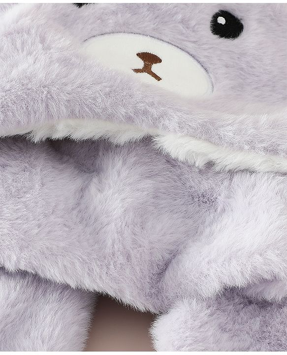 Babyhug Woollen Cap with Knot & Bear Applique in Brown - Diameter 33 cm