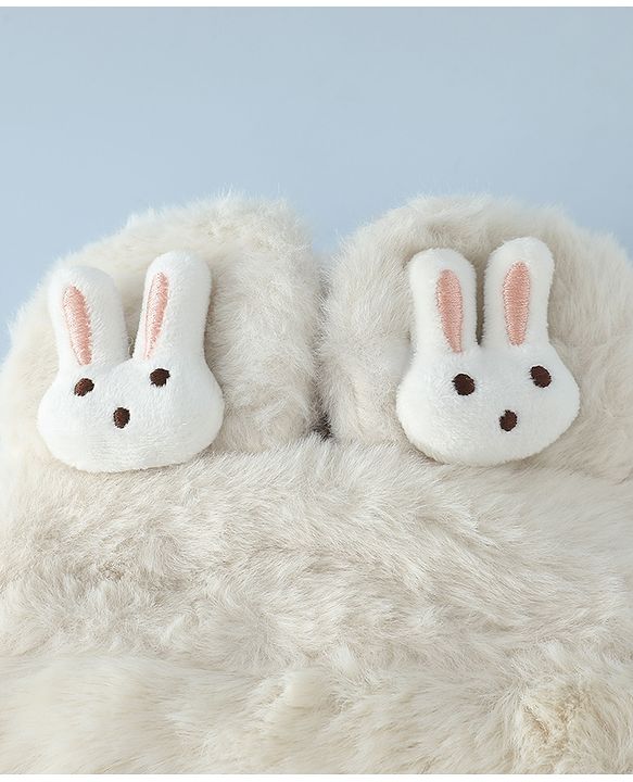 Babyhug Woollen Cap with Bunny Ear & Knot Beige - Diameter 37.5 cm