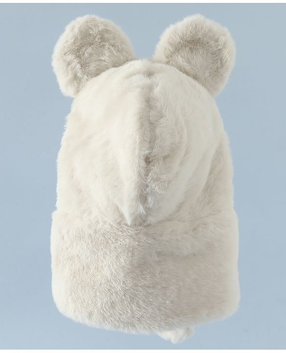Babyhug Woollen Cap with Bunny Ear & Knot Beige - Diameter 37.5 cm