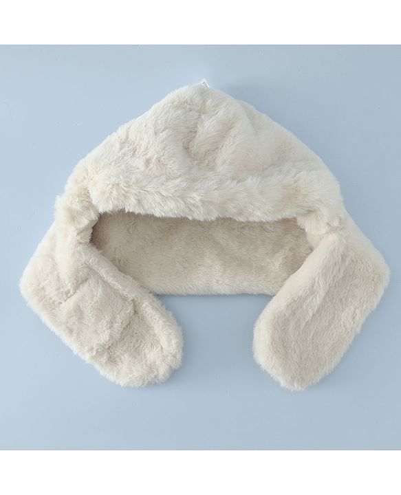 Babyhug Woollen Cap with Bunny Ear & Knot Beige - Diameter 37.5 cm