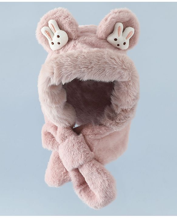 Babyhug Woollen Cap with Bunny Ear & Knot Beige - Diameter 37.5 cm