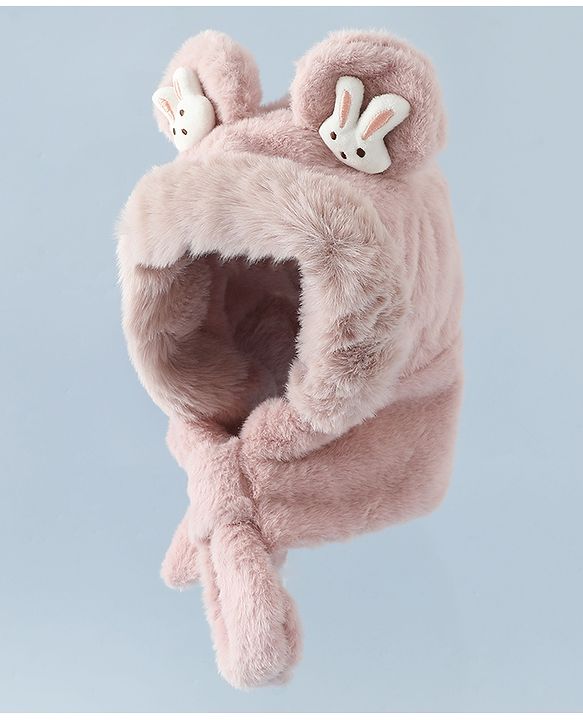 Babyhug Woollen Cap with Bunny Ear & Knot Beige - Diameter 37.5 cm
