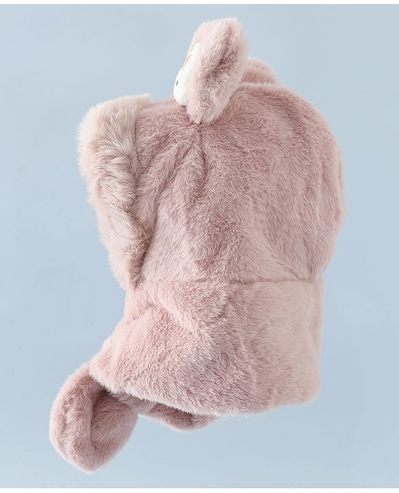 Babyhug Woollen Cap with Bunny Ear & Knot Beige - Diameter 37.5 cm