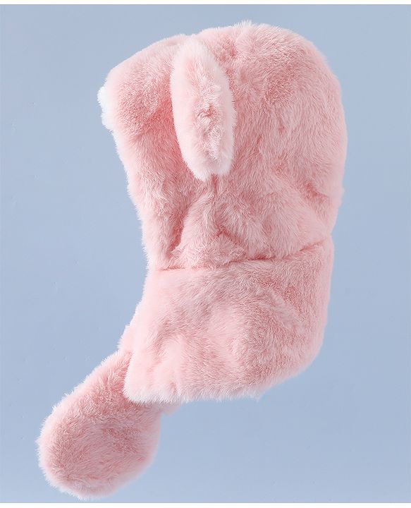 Babyhug Woollen Cap with Bear Ear & Knot Pink - Diameter 33 cm