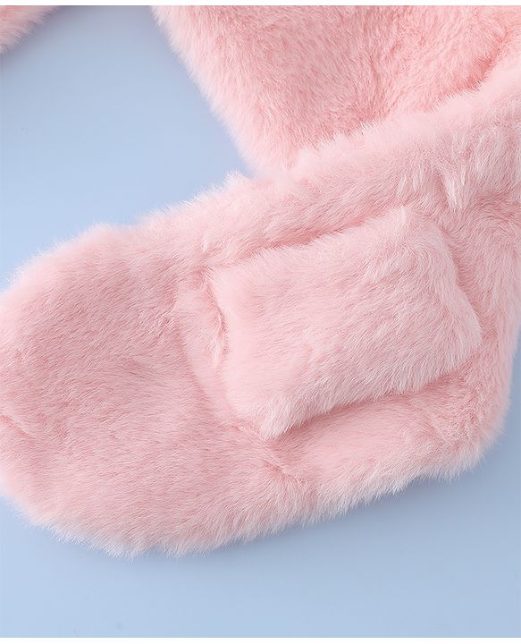 Babyhug Woollen Cap with Bear Ear & Knot Pink - Diameter 33 cm