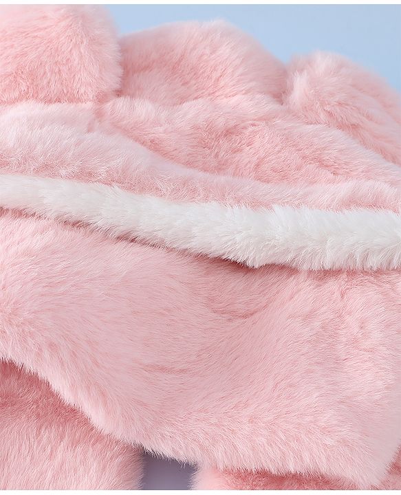 Babyhug Woollen Cap with Bear Ear & Knot Pink - Diameter 33 cm