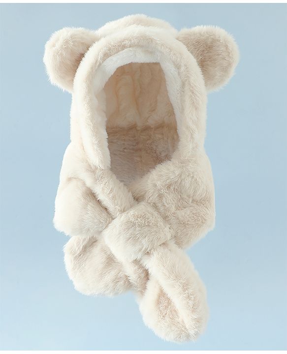 Babyhug Woollen Cap with Bear Ear & Knot Pink - Diameter 33 cm