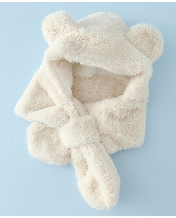 Babyhug Woollen Cap with Bear Ear & Knot Pink - Diameter 33 cm
