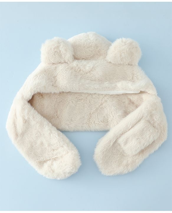 Babyhug Woollen Cap with Bear Ear & Knot Pink - Diameter 33 cm
