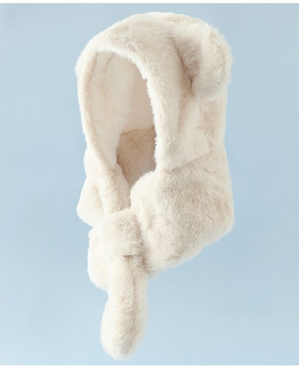Babyhug Woollen Cap with Bear Ear & Knot Pink - Diameter 33 cm