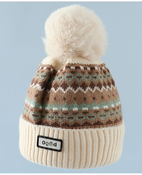 Pine Kids Woollen Cap & Muffler White Diameter of cap - 19 cm