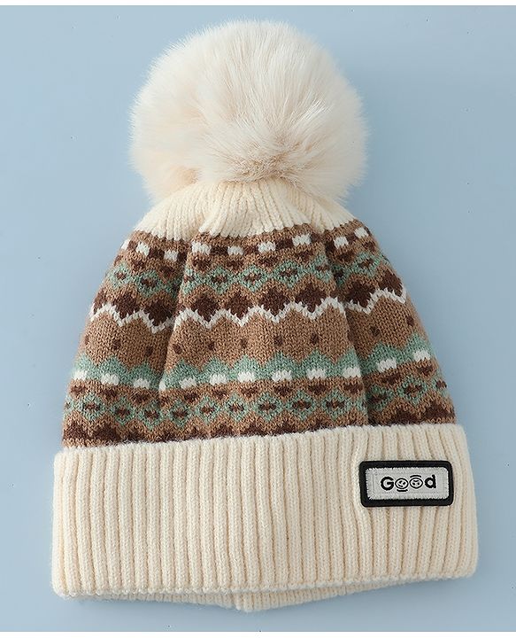 Pine Kids Woollen Cap & Muffler White Diameter of cap - 19 cm