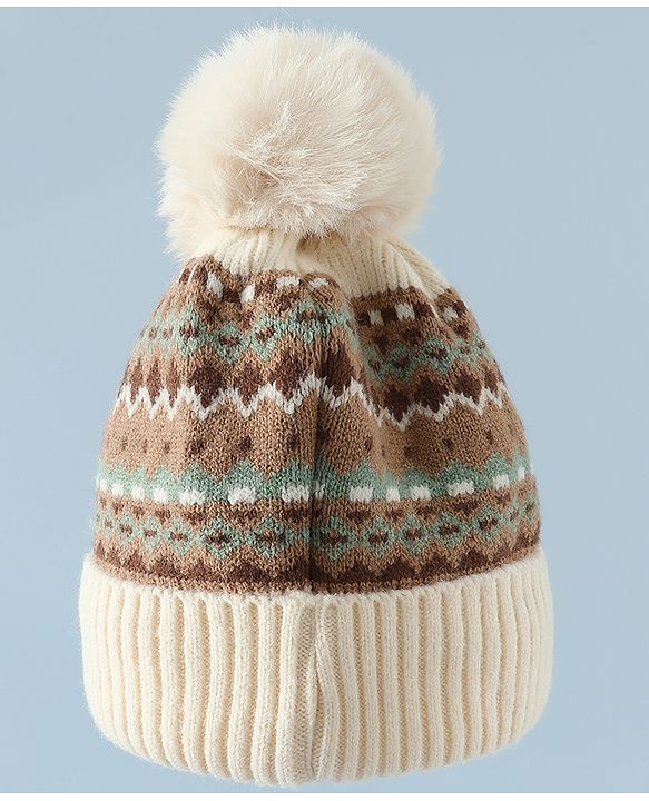 Pine Kids Woollen Cap & Muffler White Diameter of cap - 19 cm