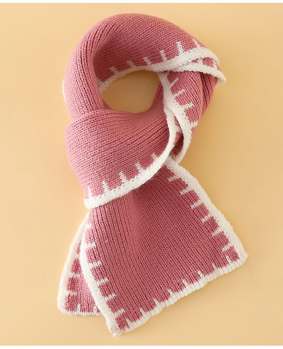 Pine Kids Solid Woollen Cap & Muffler Pink-Diameter 19 cm
