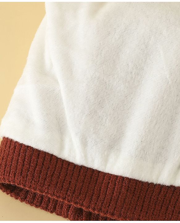 Pine Kids Woollen Cap Gloves & Muffler With Geometric Design in Brown- Diameter 18 cm