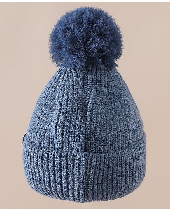 Babyhug Woollen Cap & Muffler With Dino Applique in White - Diameter 16.5 cm