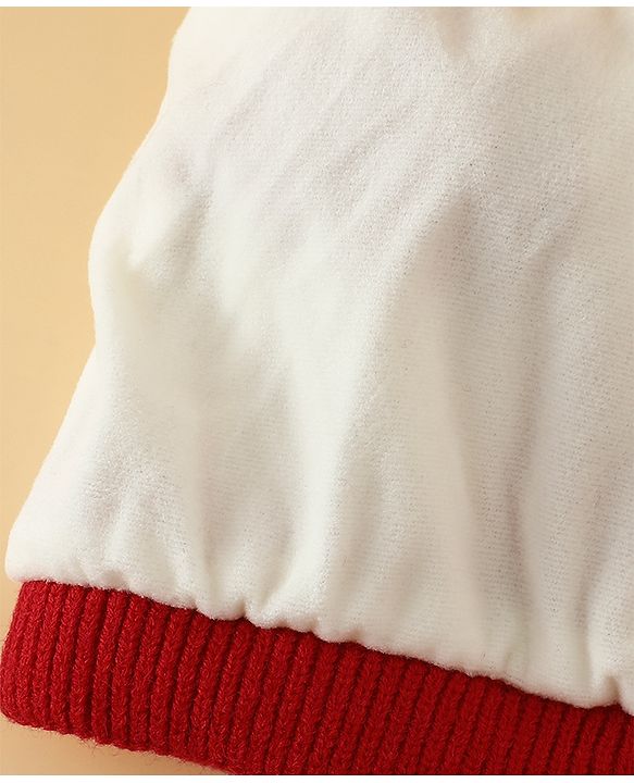 Babyhug Woollen Cap & Muffler With Bear Applique in Red -Diameter 17.5 cm