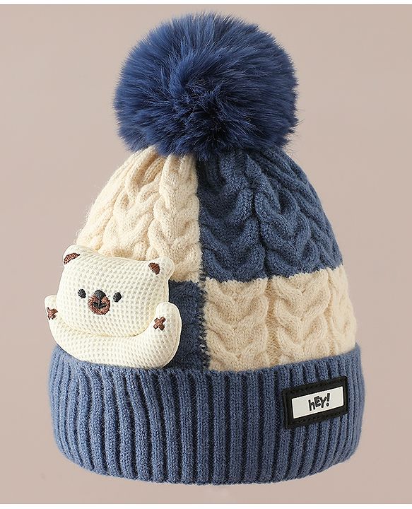 Babyhug Woollen Cap & Muffler With Bear Applique in Red -Diameter 17.5 cm