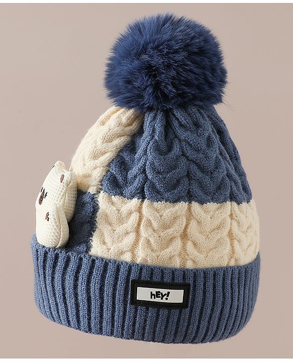 Babyhug Woollen Cap & Muffler With Bear Applique in Red -Diameter 17.5 cm