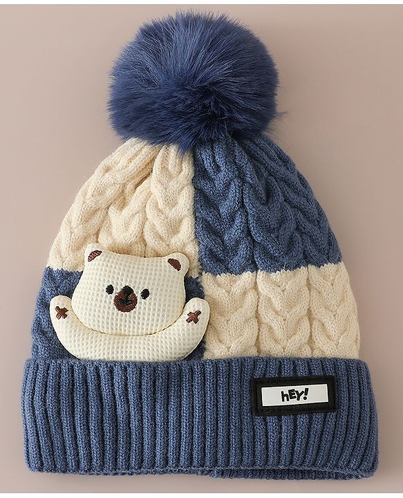 Babyhug Woollen Cap & Muffler With Bear Applique in Red -Diameter 17.5 cm