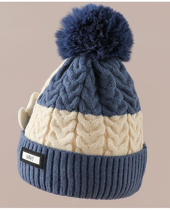 Babyhug Woollen Cap & Muffler With Bear Applique in Red -Diameter 17.5 cm