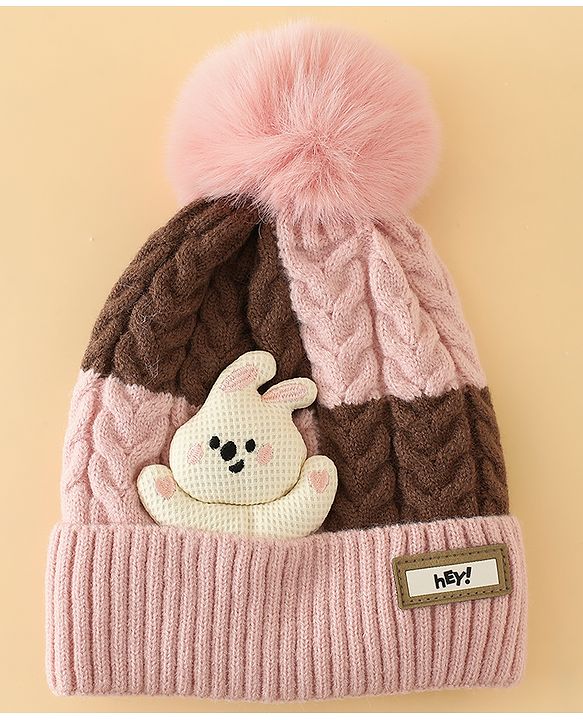 Babyhug Woollen Cap & Muffler With Bear Applique in Red -Diameter 17.5 cm