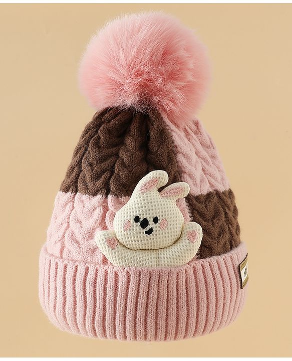 Babyhug Woollen Cap & Muffler With Bear Applique in Red -Diameter 17.5 cm