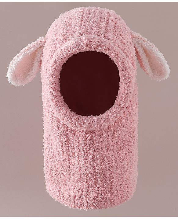 Babyhug Monkey Cap with Ear Applique Pink - Diameter 24 cm