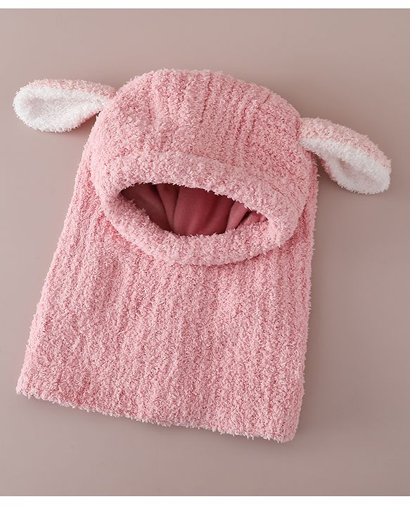 Babyhug Monkey Cap with Ear Applique Pink - Diameter 24 cm